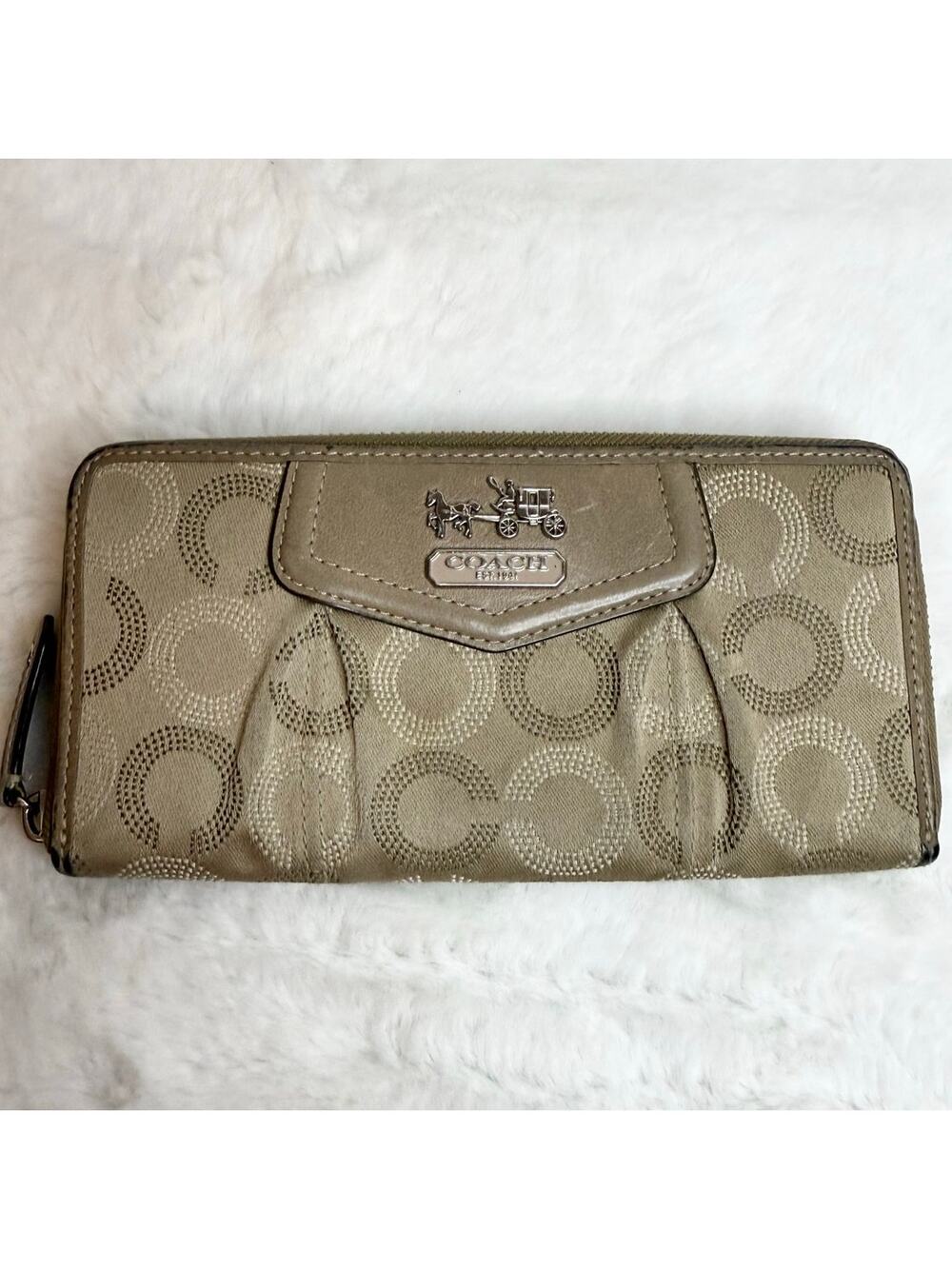 COACH Signature Canvas Zip Around Wallet